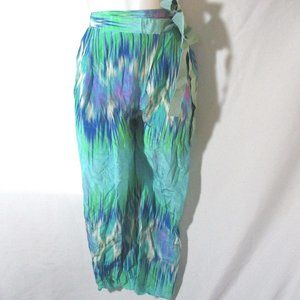 NEW MATTHEW WILLIAMSON Silk Cropped Pants AQUA